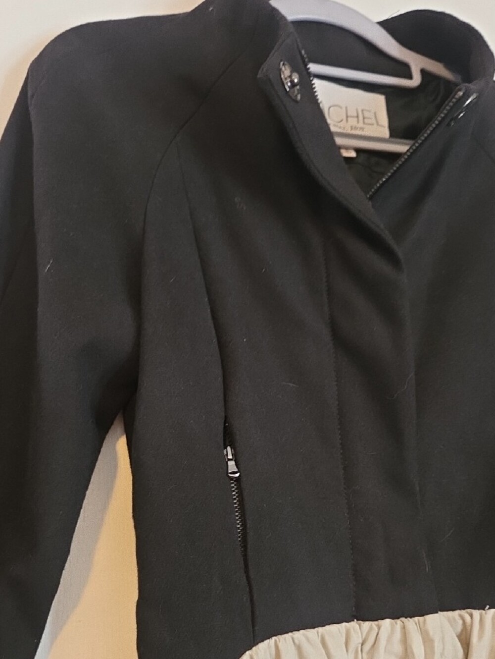 Rachel Roy Black and Cream Contrast Drawstring Utility Jacket - Picture 3 of 9